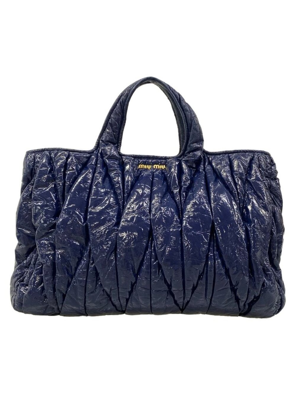 Miu Miu Tote Bag Matelasse Navy Leather